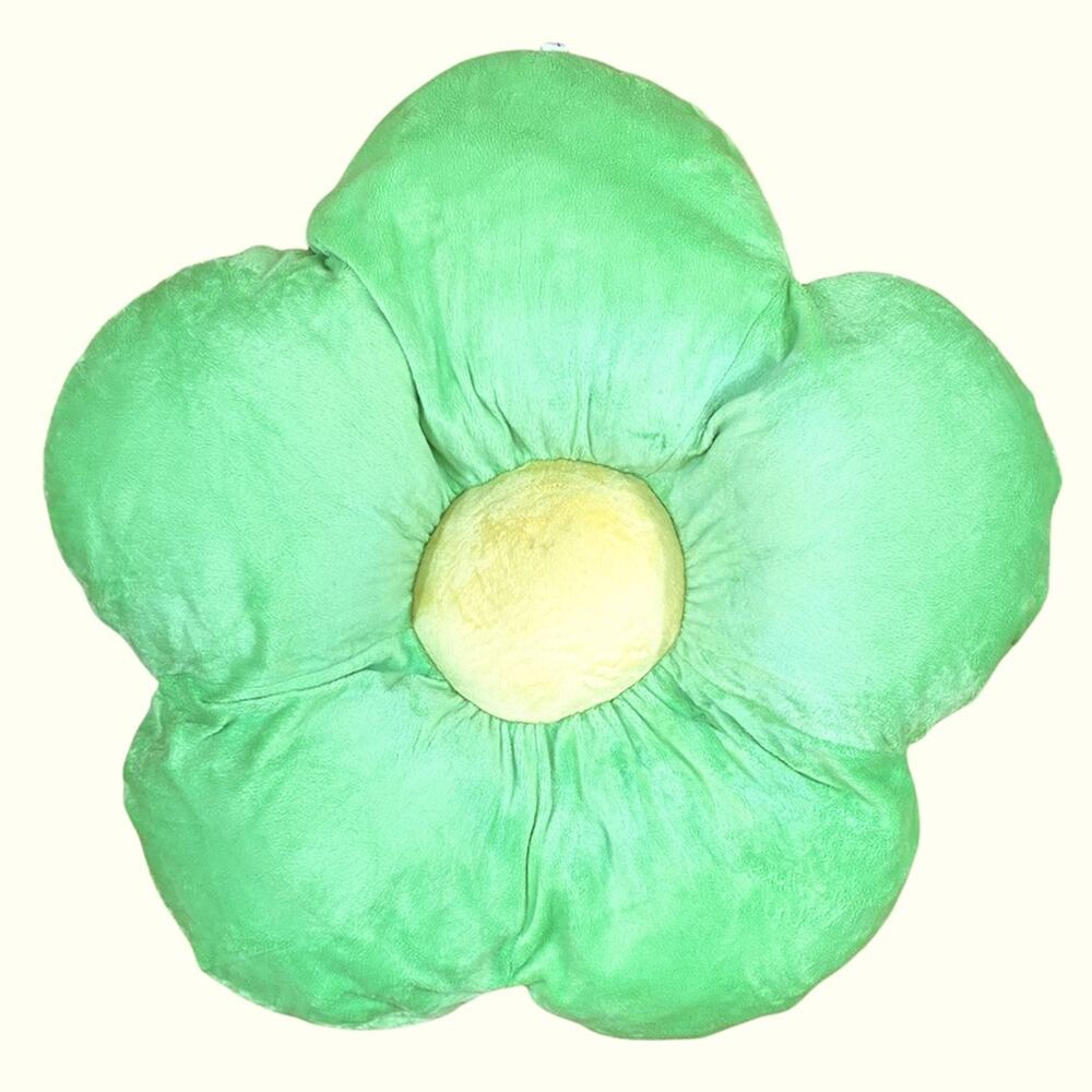 Heart To Heart Daisy Flower Green and Yellow Plush Pillow Bed